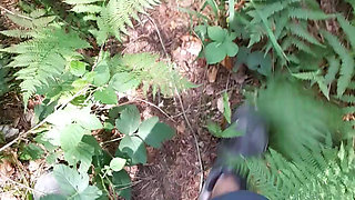 Quick jerk and cumshot in the woods