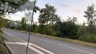 Public Female Exhibitionist Fingering at Bus Stop