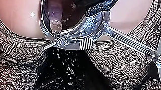 Oiled Glove Anal Fisting and Piss Inside