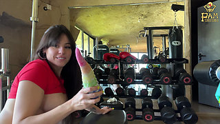 Anal with a Bad Dragon Dildo in the Gym