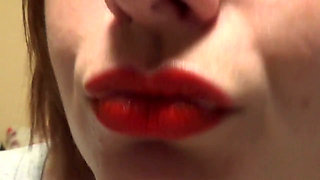 French kissing with me! Red lipstick fetish!