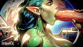 Orc Elf Alien Fantasy Blowjob & Titfuck Compilation - Animated Porn (AI Generated)