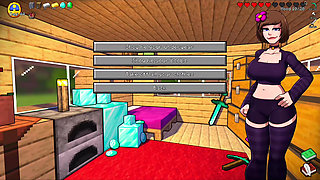 HornyCraft Minecraft Parody Jenny Gives Sloppy Deepthroat Blowjob to Futanari Alex