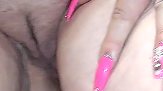 Busty Granny Fingers Wet Pussy in Feathered Heels