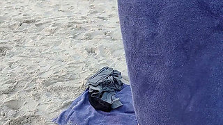POV. You Watch as a Busty Model, of Your Presence, Strips Naked on the Beach, Bathes, and Plays in the Sand.