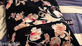 Desi Aunty No panty on bed with beautiful dress . Desi village