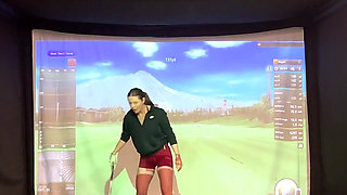 Trying to Golf in a Simulator with My Lush in! Trying Not to Cum While I Swing!