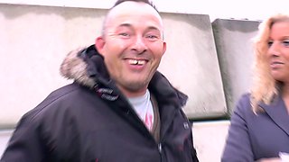 German mature blonde fucked at street casting