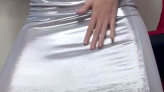 Teasing ass with silver dress 2