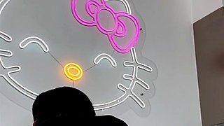 Impudent ebony slut with a bubble butt rides a huge black dildo with enthusiasm