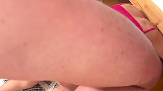 Big Butt Horny Girl Stuck Under The Bed - Big Dick In Tight Creamy Pussy