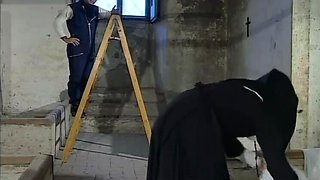 Brunette Nun Gets Her Ass Destroyed by Hard Worker Sophie Roche