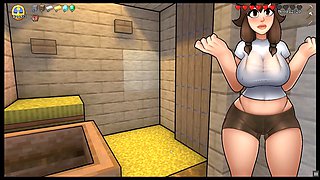 Alex gives Steve a blowjob through a Minecraft gloryhole in this wild parody hentai game