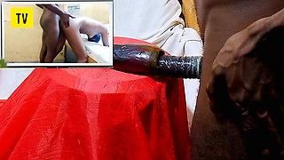 Fucking egg plant and feeling as real pussy while watching porn movie , all what I needed was sexual pleasure till i get CUM