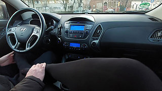 Elegant Mature Woman Takes a Taxi in the Morning to Go to the Office