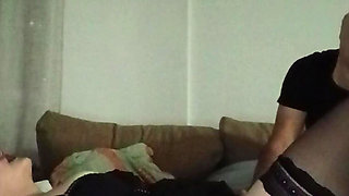 Old man playing with hot blonde milf in stockings nice wet pussy
