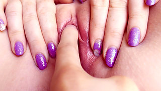 Extreme Close-up One Finger Wet Pussy Orgasm