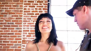 Bound Little Puck In POV Nipple Clamp And Fucking Machine