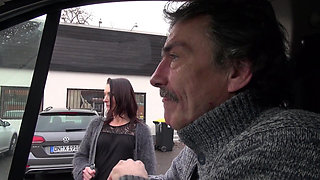 German Milf hops on the car and gets fucked