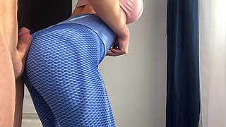 Stepbrother humping my ass in leggings before I go to gym