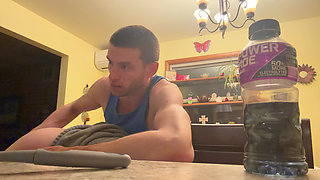 Bend Emo Girl Over Kitchen. Stool in Bright Airy Kitchen Dirty Talk Whole Time