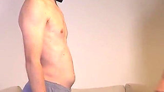 Slender Babe Wrestling with Her Masked Slave