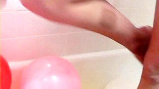 Impressive naked blonde Ivy smokes a cigarette in the bathtub