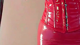 Sexy MILF with Big Natural Body Teasing in Latex Catsuit, Free Porn XXX Rubber Video