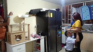 New Year's Threesome Sex - Old Man Fucks Two Busty Stepdaughters Real Homemade