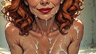 3D Freckled Women with Cum on Their Tits