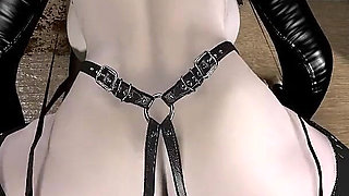 Hot Girl in a BDSM Latex Stockings Is Having Fun with Her Boytoy