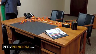 Vivianne is back once more in the pervert principal’s office, & she has to save her step daughter