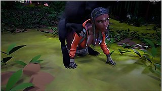 Car Toon In Michigan Dogman Breeds Ebony Milf On Hike Monster Big Cock 3d
