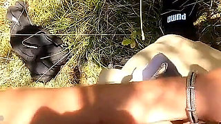 Fucking with a Dildo Outdoors