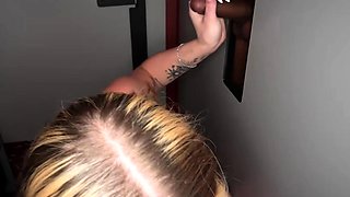 Busty glory hole blowjob slut fucking and eagerly sucking