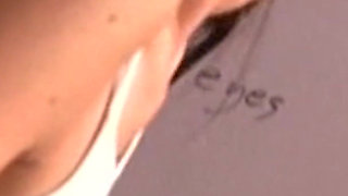 Skinny Brunette Gives Her First Gloryhole