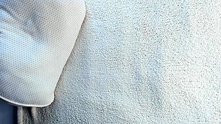 Squirting in bed with vibrator in her pussy