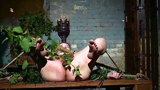 Novice Magda Is Tied to a Wooden Bench and Treated with Nasty Stinging Nettles