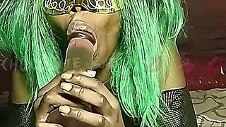 Green-haired Ebony Slut Stuffs Massive Dildo Deep in My Wet Pussy - Extreme Solo Insertion Makes Me Squirt Hard in Fishnets!