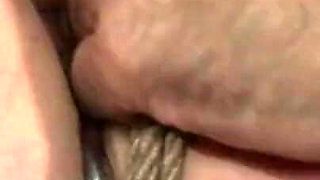 Amateur slave bdsm while hogtied upside down