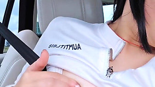 Korean Teen Flashing in the Car