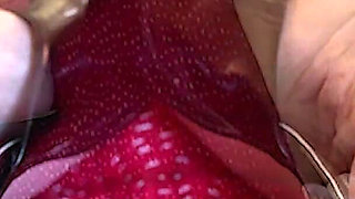 Stepmother Ann Plays with Her Pussy & Wears Sexy Shoes While She Jacks Him off on Her Tits