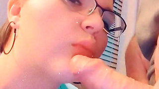 Taking videos of me playing with his dick with my mouth this is so much fun