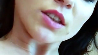 POV girl masturbating the ass of American skinny teen with huge toys