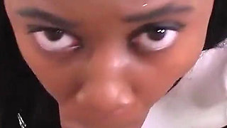 Ebon teen Miya Lushes POV blowjob and cum swallow