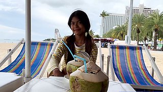Tiny Thai teen takes a huge cock inside