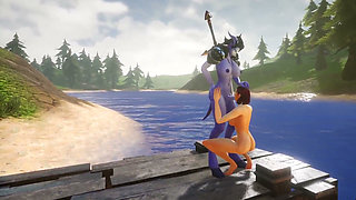Futa Draenei Fucks a Girl's Ass next to a Lake : Warcraft Porn Parody
