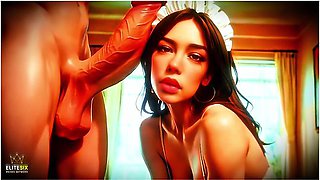 Car Toon - Big Tits Brunette Maid Intense Home Fuck And Sucking (100% Ai Generated)