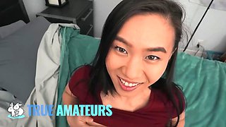 True amateurs - kimmy locks eyes while smoking tony\u2019s schlong, then takes control with a kinky, flamy ride