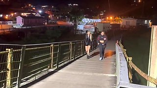 2 Juicy Asses Jiggle on the Pier Under Two Friends!